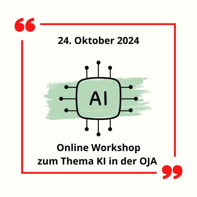 Wir haben für euch einen ChatGPT
Workshop für die offene Jugendarbeit organisiert. Der Workshop wird
über Zoom abgehalten. Anmeldung über unsere Homepage - begrenzte Teilnehmer*innenzahl
#ooeja #oja #offenejugendarbeit